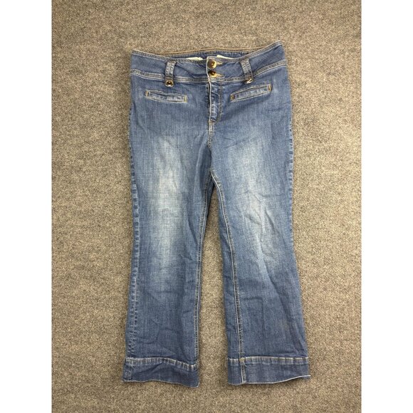 Pilcro and the Letterpress Denim - Pilcro Anthropologie Jeans Womens 31 Petite Blue Cropped Cuffed Denim Capri